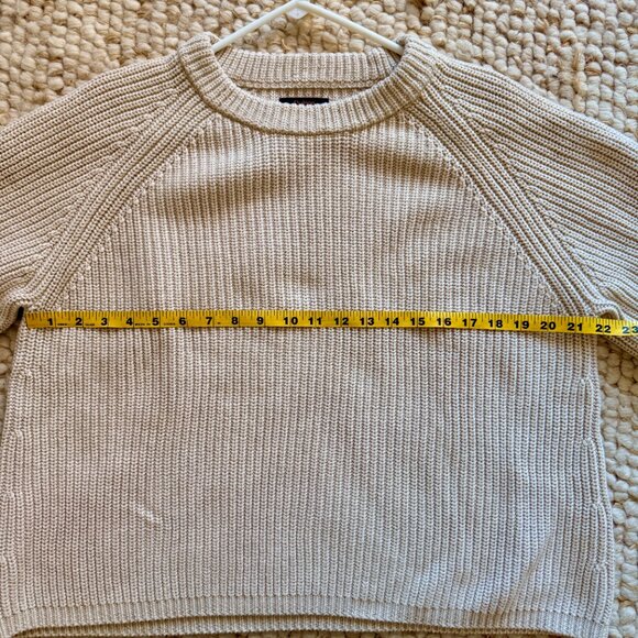 Quince 100% Organic Cotton Fisherman Crew Sweater (Speckled Beige, XL) - Picture 4 of 5